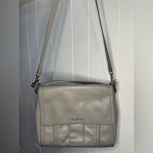 Vintage Cole Haan Light Gray Leather Shoulder Bag